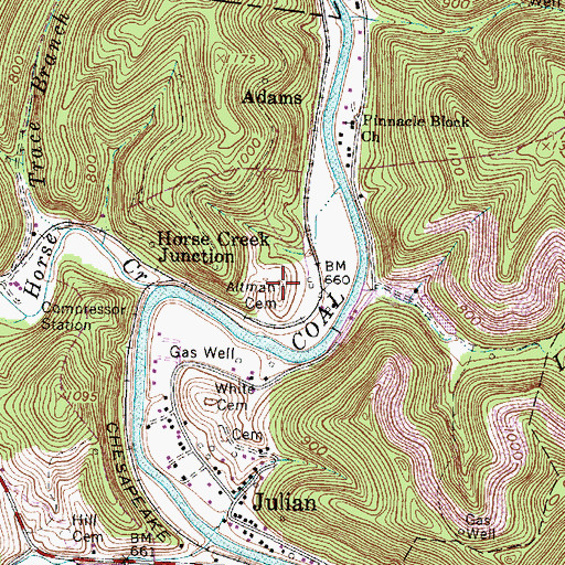 Topographic Map of Altman Cemetery, WV