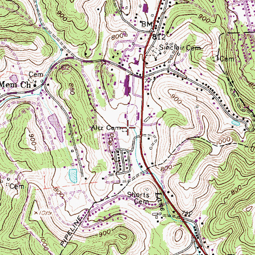 Topographic Map of Altz Cemetery, WV