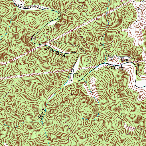 Topographic Map of Alum Cave Run, WV