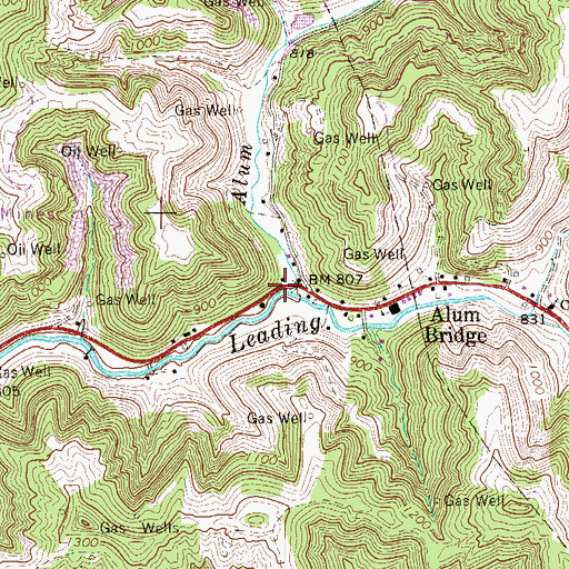 Topographic Map of Alum Fork, WV