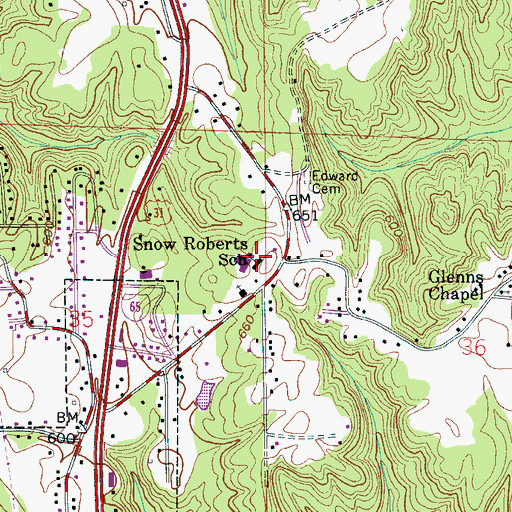 Topographic Map of Snow Roberts School, AL
