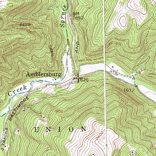 Topographic Map of Amblersburg, WV
