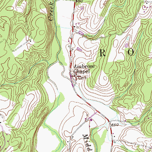Topographic Map of Ambrose Chapel, WV