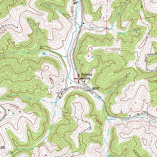 Topographic Map of Amos Cemetery, WV