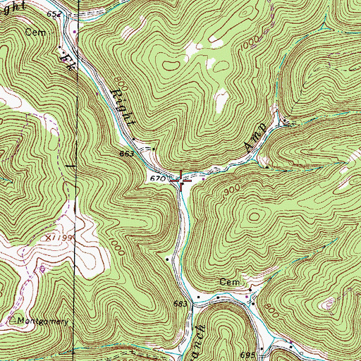 Topographic Map of Amp Branch, WV