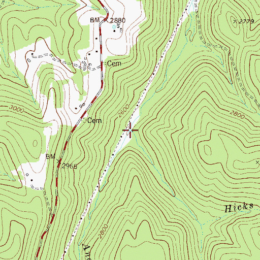 Topographic Map of Anderson Camp Run, WV