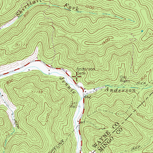 Topographic Map of Anderson Cemetery, WV