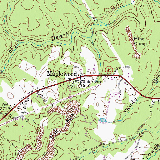 Topographic Map of Anderson Cemetery, WV