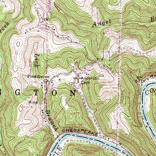 Topographic Map of Anderson Cemetery, WV