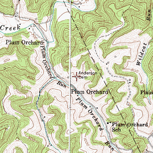 Topographic Map of Anderson Cemetery, WV