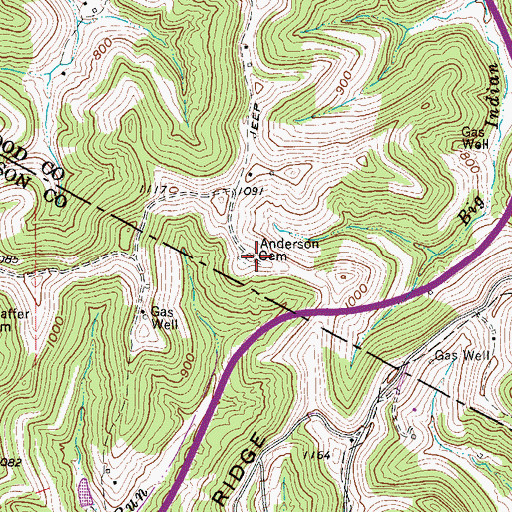 Topographic Map of Anderson Cemetery, WV