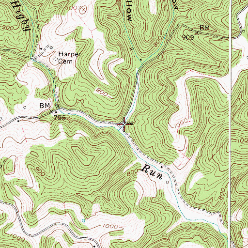 Topographic Map of Anderson Hollow, WV