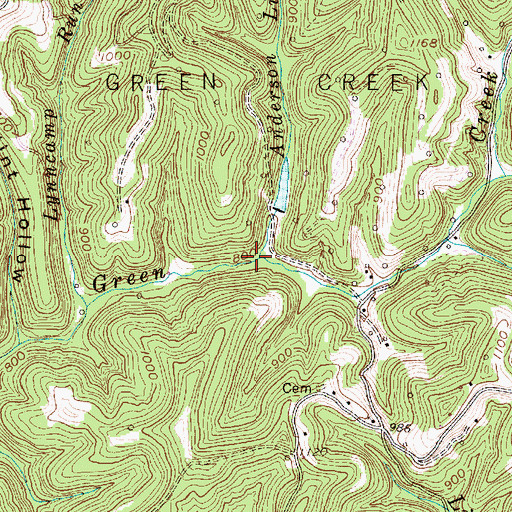 Topographic Map of Anderson Lick Run, WV