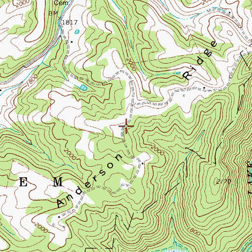 Topographic Map of Anderson Ridge, WV