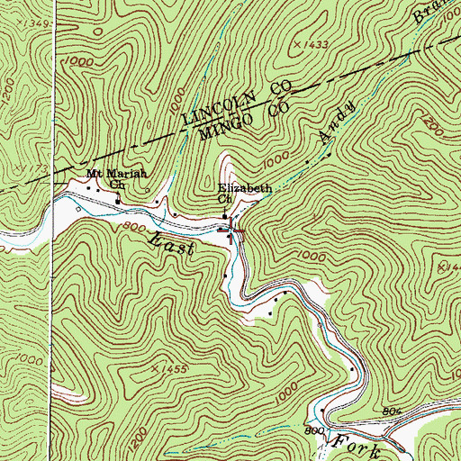 Topographic Map of Andy Branch, WV