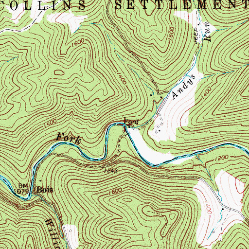 Topographic Map of Andys Run, WV