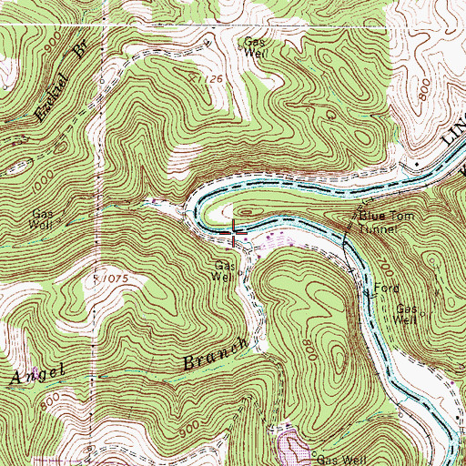 Topographic Map of Angel Branch, WV