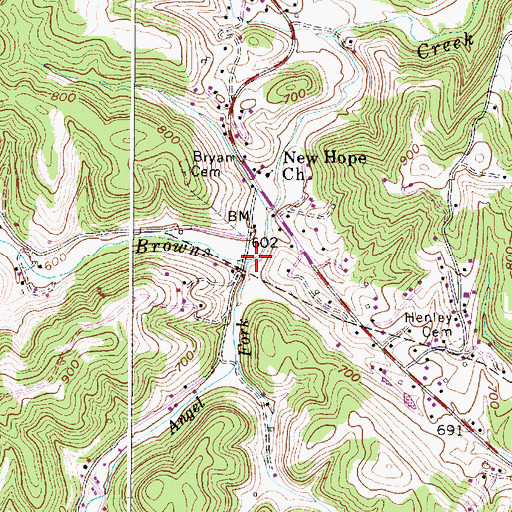 Topographic Map of Angel Fork, WV