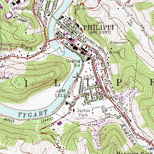 Topographic Map of Anglins Run, WV