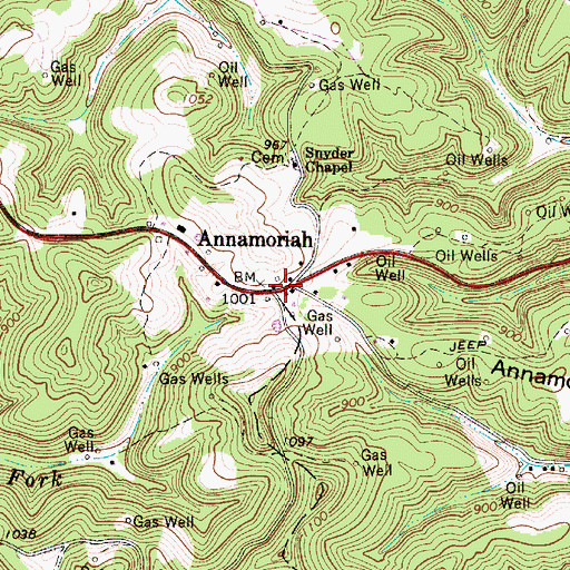 Topographic Map of Annamoriah, WV