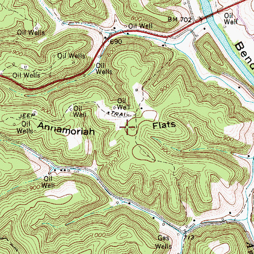 Topographic Map of Annamoriah Flats, WV