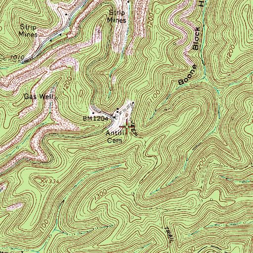 Topographic Map of Antill Cemetery, WV