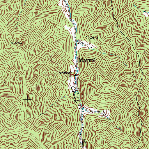 Topographic Map of Antioch Church, WV