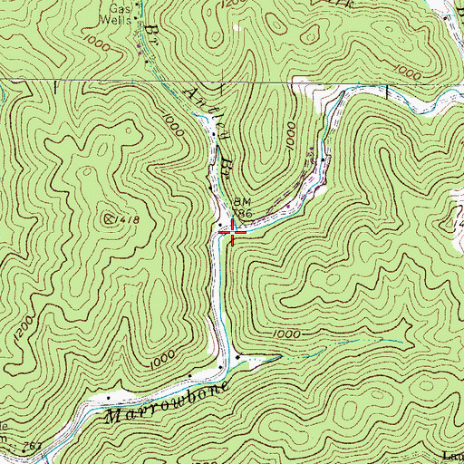 Topographic Map of Antley Branch, WV