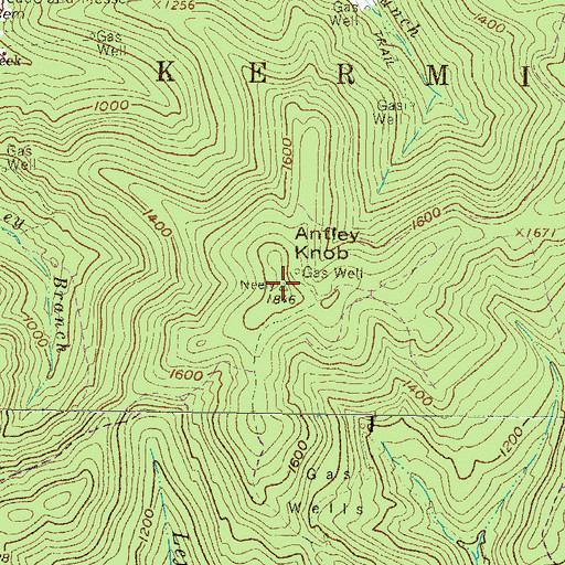 Topographic Map of Antley Knob, WV