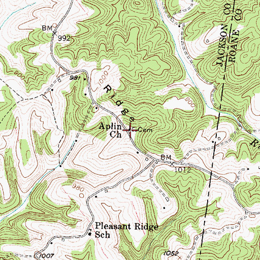 Topographic Map of Aplin Church, WV