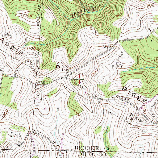 Topographic Map of Apple Pie Ridge, WV