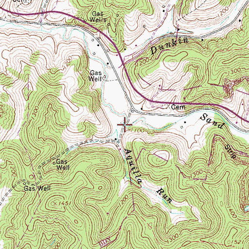 Topographic Map of Aquilla Run, WV