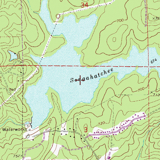 Topographic Map of Sougahatchee Lake, AL