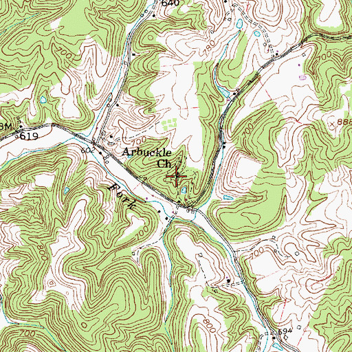 Topographic Map of Arbuckle Church, WV