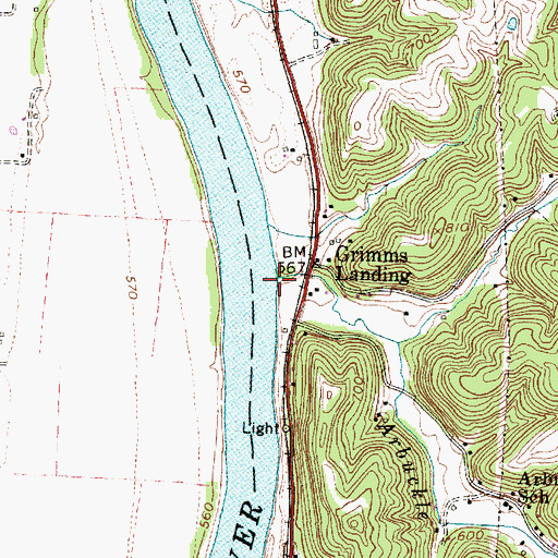 Topographic Map of Arbuckle Creek, WV