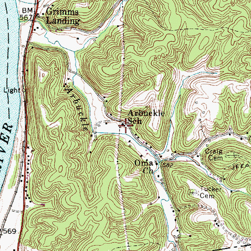 Topographic Map of Arbuckle School (historical), WV