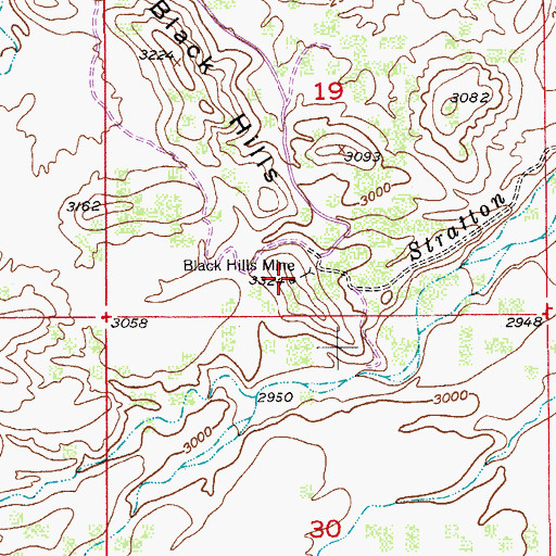 Topographic Map of Black Hills Mine, AZ