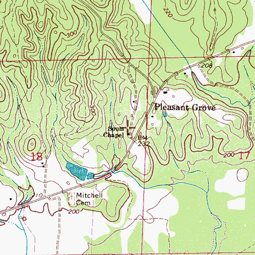 Topographic Map of Souls Chapel, AL