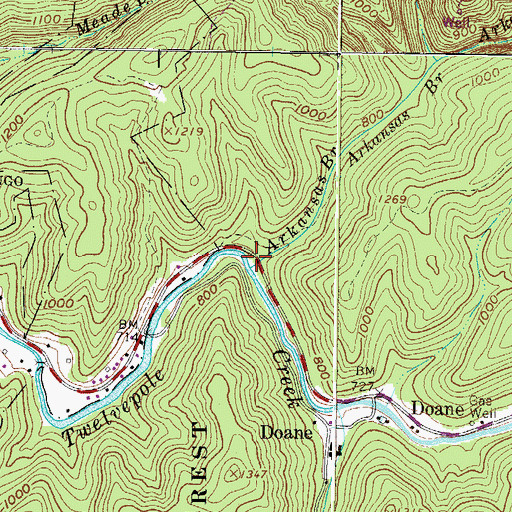 Topographic Map of Arkansas Branch, WV