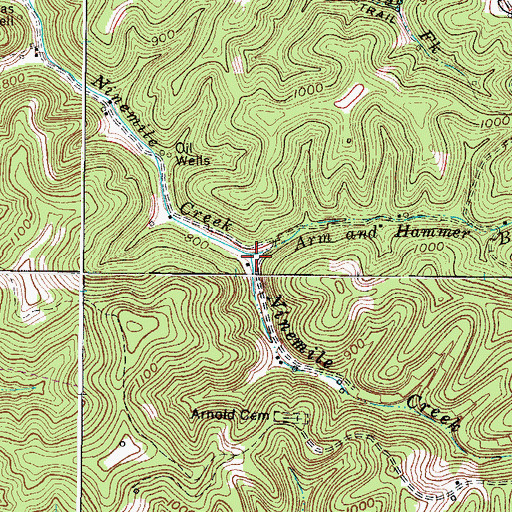 Topographic Map of Arm and Hammer Branch, WV