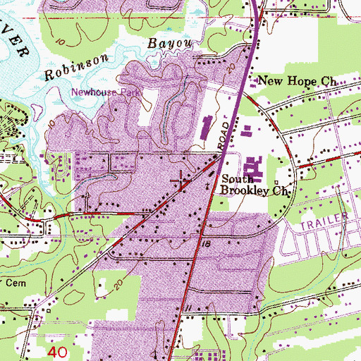 Topographic Map of Riverside Baptist Church, AL