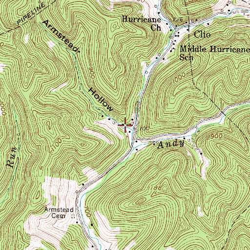 Topographic Map of Armstead Hollow, WV