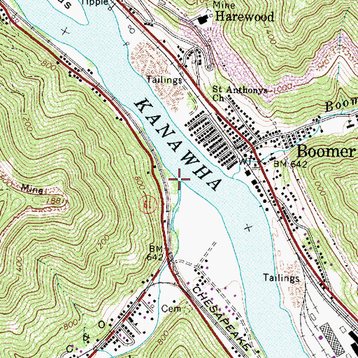 Topographic Map of Armstrong Creek, WV