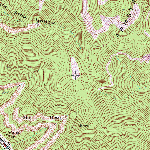 Topographic Map of Armstrong Mountain, WV