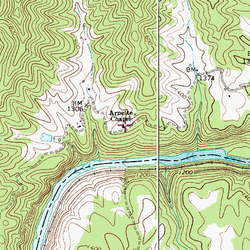 Topographic Map of Arnette Chapel, WV