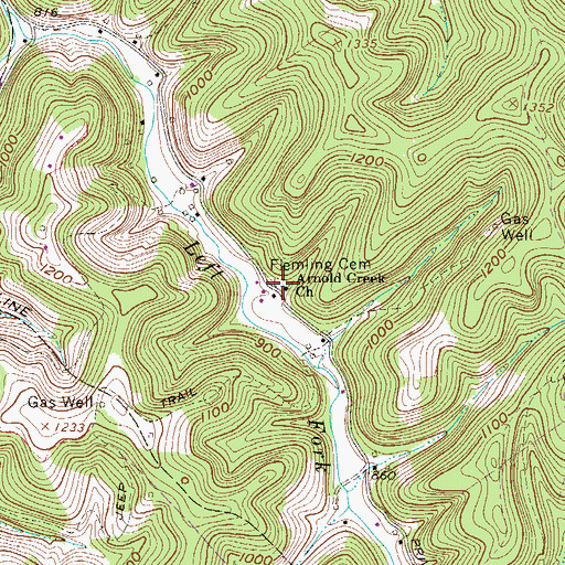 Topographic Map of Arnold Creek Church, WV