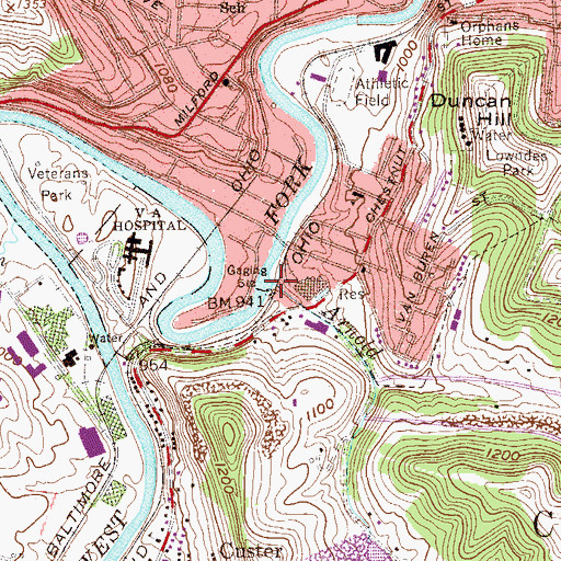 Topographic Map of Arnold Run, WV