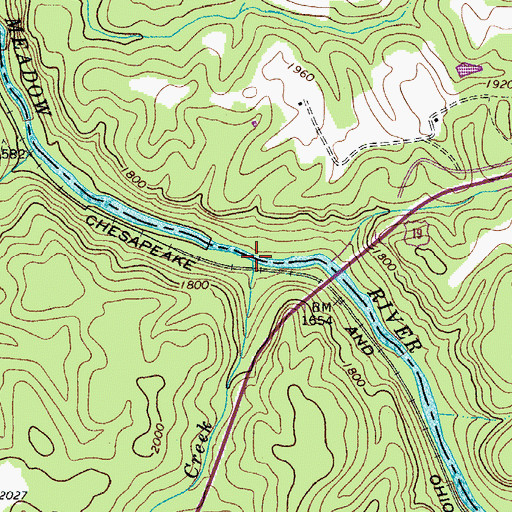 Topographic Map of Arrowwood Creek, WV