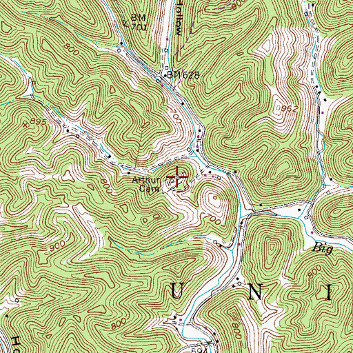 Topographic Map of Arthur Cemetery, WV