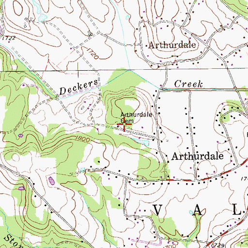 Topographic Map of Arthurdale Cemetery, WV